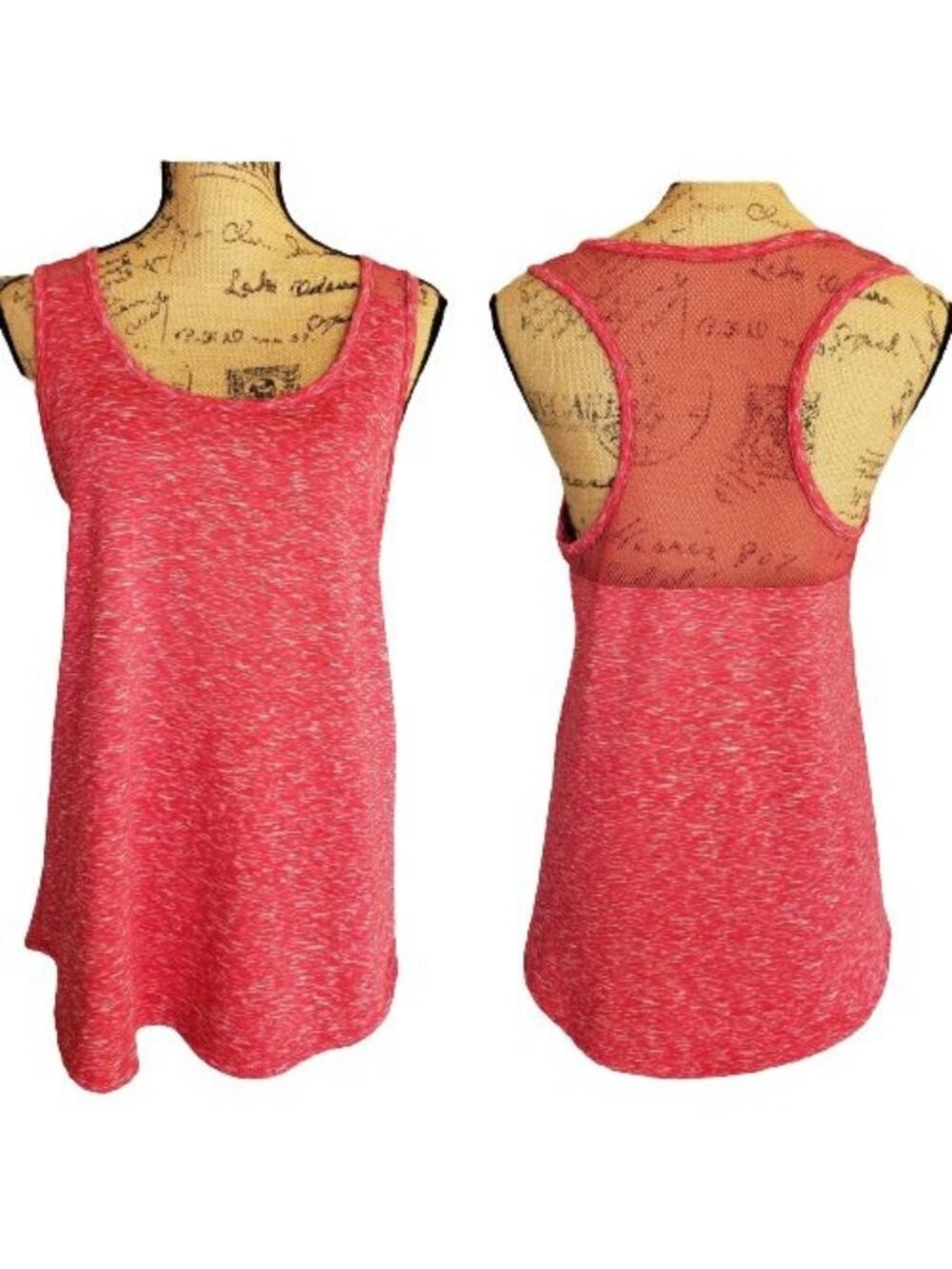 Half Moon Womens M Athletic Tank Top Red Racerback Mesh Back Loose Workout Gym